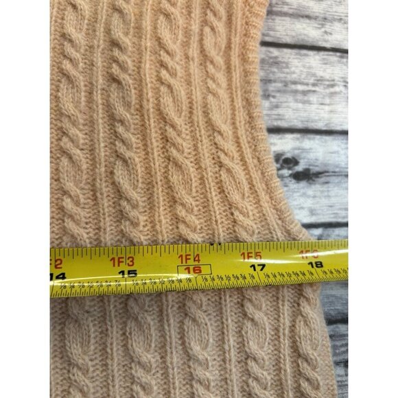 Vintage 1980s Sweater Vest Peach Knit Turtleneck Top Angora Lambswool Small - Picture 5 of 8